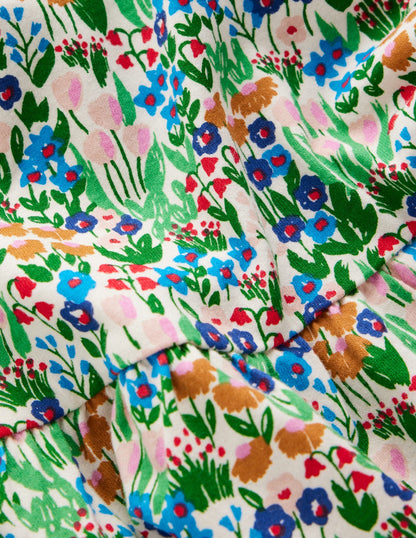 Blouson Sleeve Jersey Dress-Kingfisher Spring Flowerbed