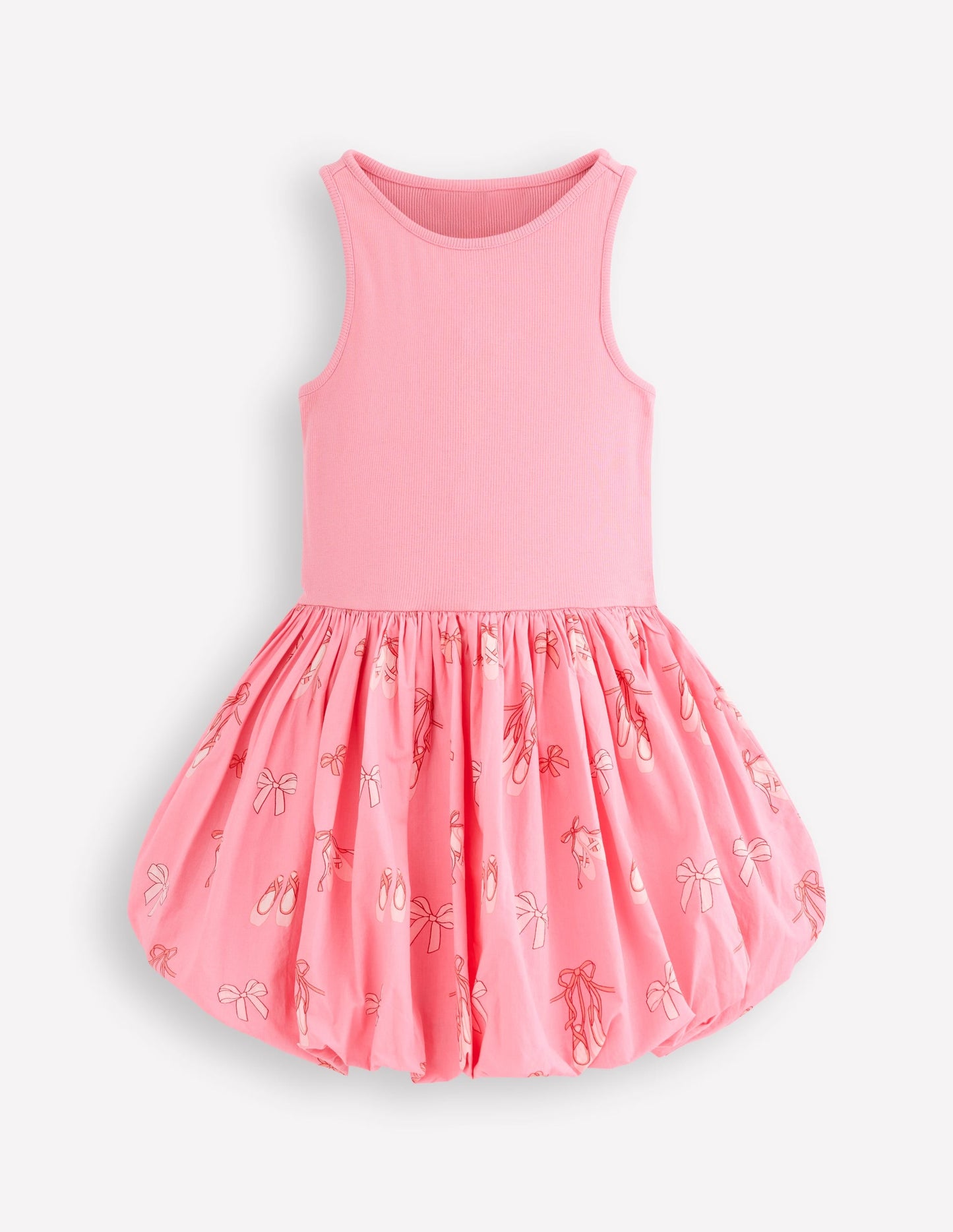 Bubble Hem Rib Dress-Vintage Pink Ballet Shoes