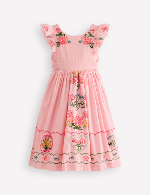 Bow Back Midi Dress-Chalk Pink