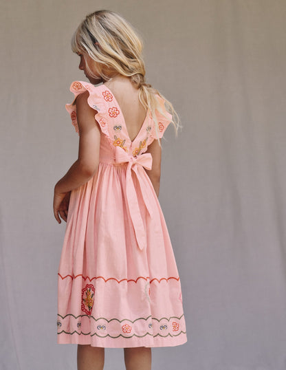 Bow Back Midi Dress-Chalk Pink