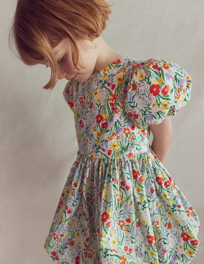 Bubble Hem Dress-Honeysuckle Flower Vine