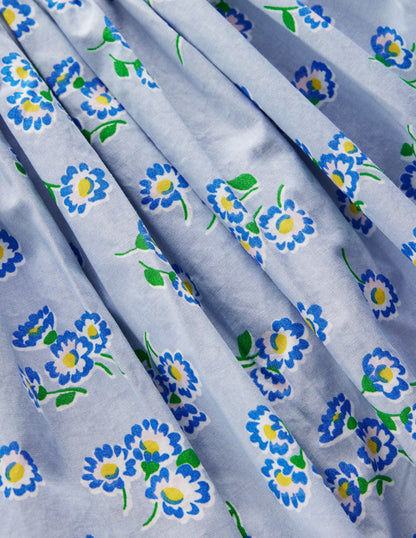 Bubble Hem Rib Dress-Misty Blue Daisy