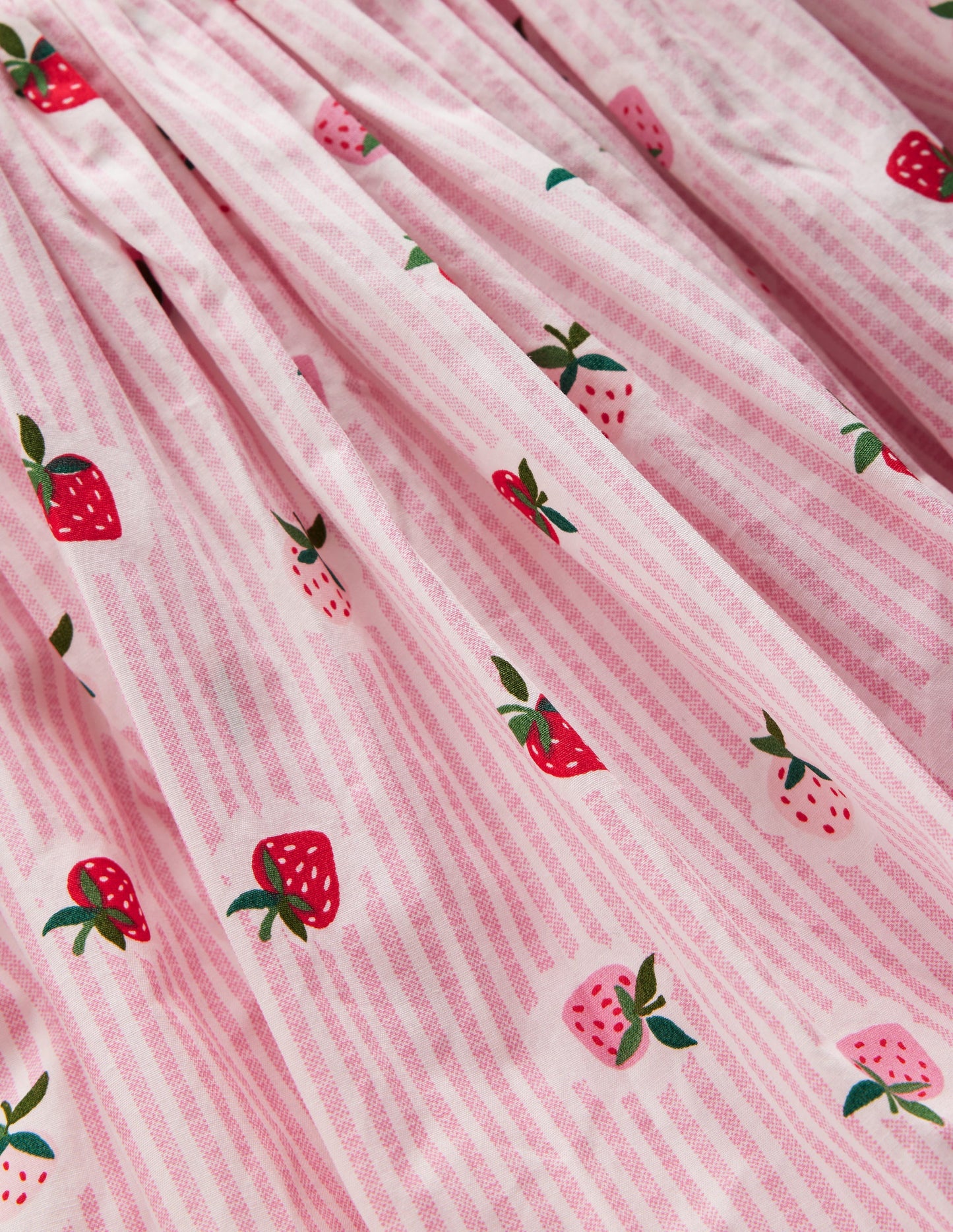 Bubble Hem Rib Dress-Ticking Stripe Strawberry