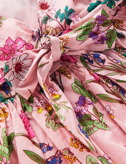 Bow Back Midi Dress-Pink Floral