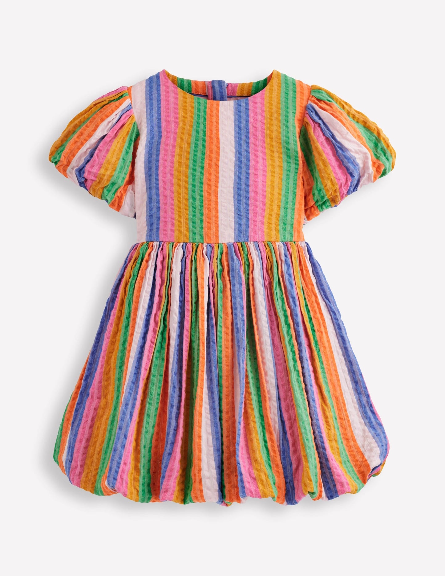 Bubble Hem Dress-Multi Stripe