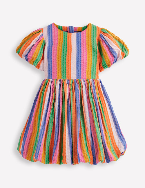 Bubble Hem Dress-Multi Stripe