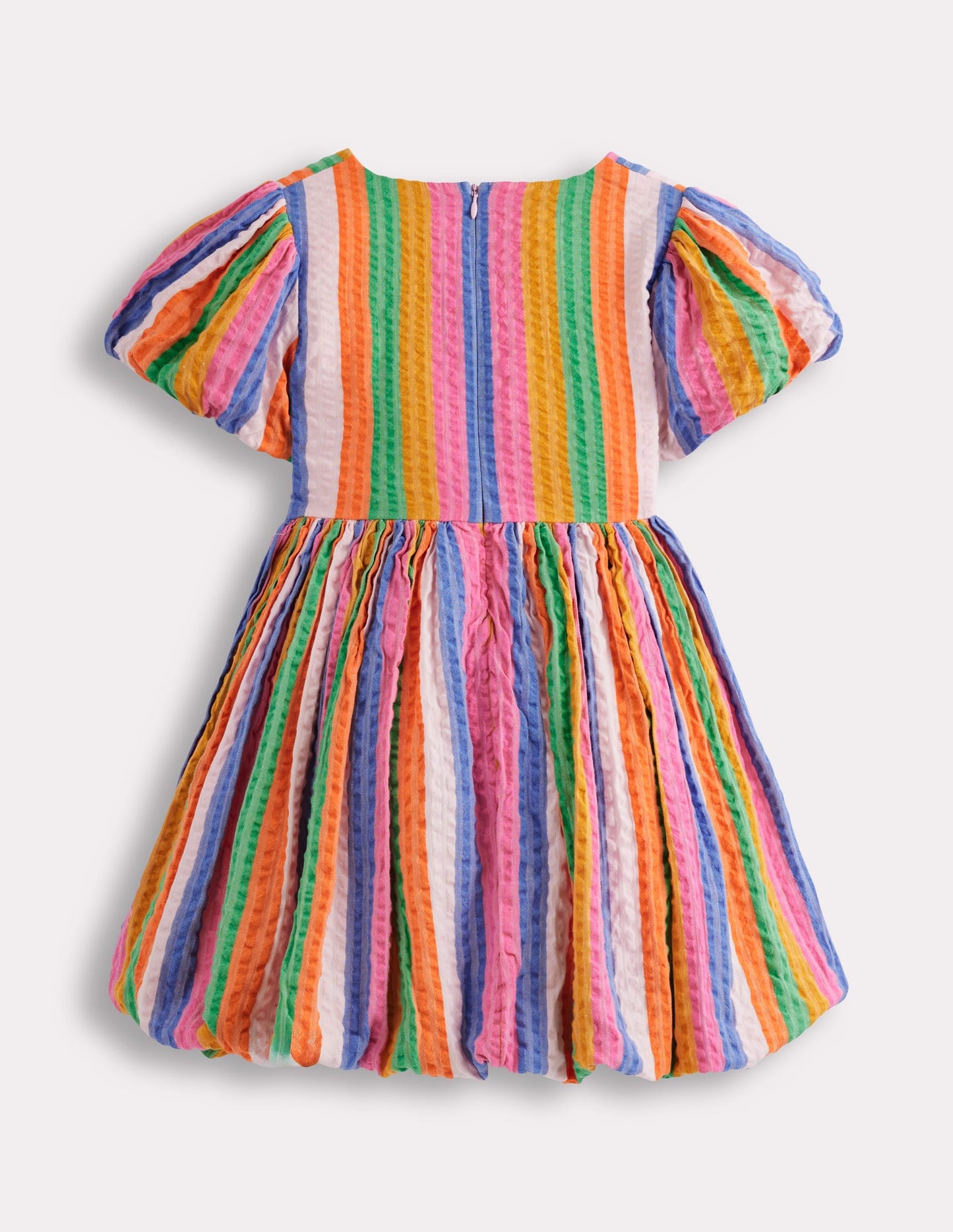 Bubble Hem Dress-Multi Stripe