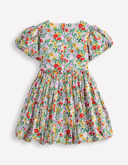 Bubble Hem Dress-Honeysuckle Flower Vine