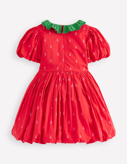Bubble Hem Dress-Poppy Red Strawberry