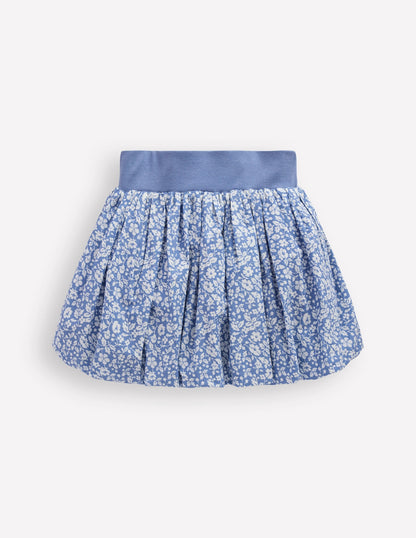 Bubble Hem Skirt-Wave Blue Vintage Ditsy Floral