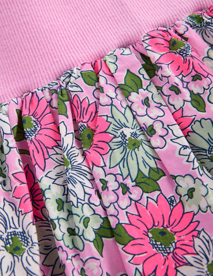 Bubble Hem Skirt-Water Lilly Pink Cornflower
