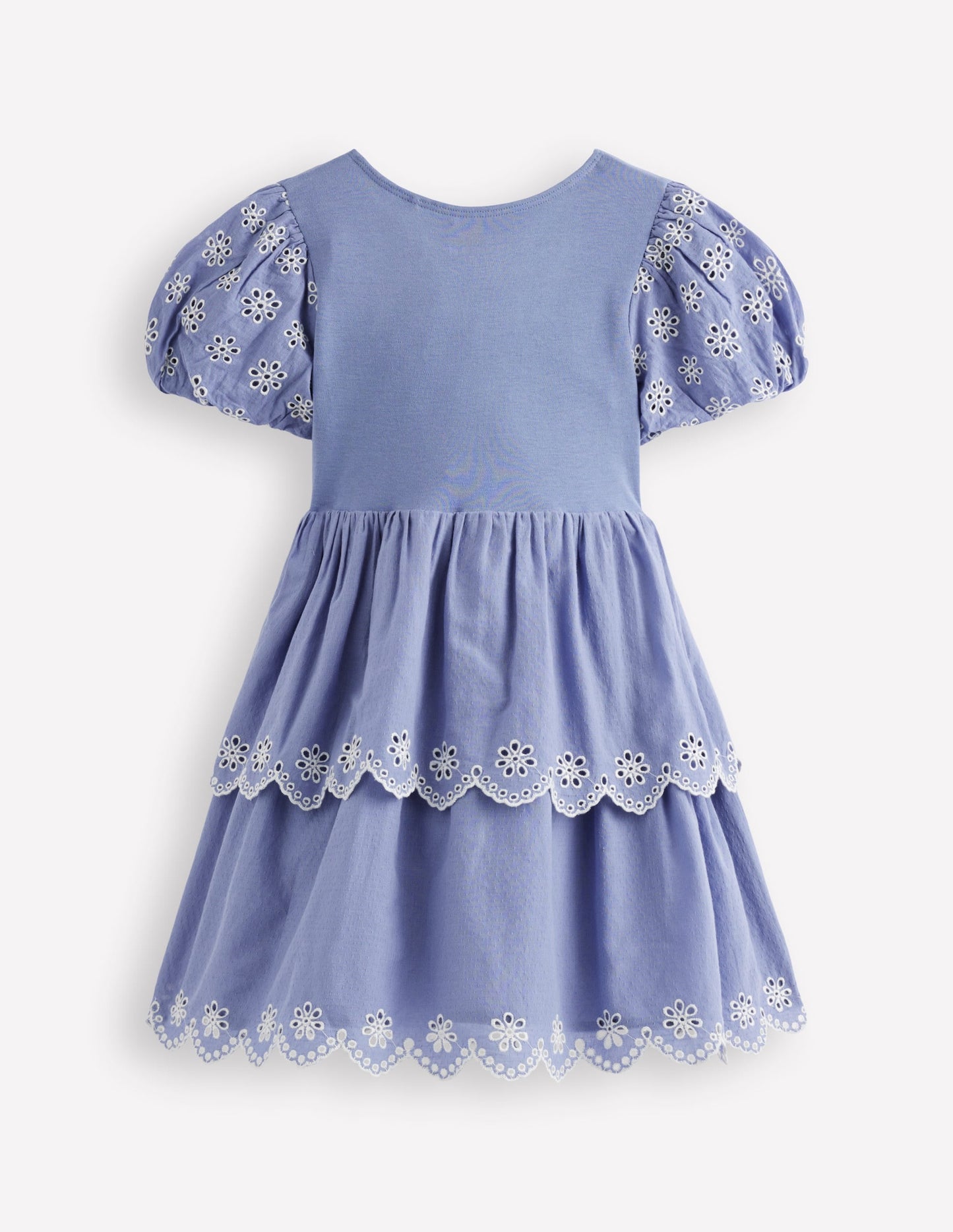 Broderie Rara Jersey Dress-Dusty Blue