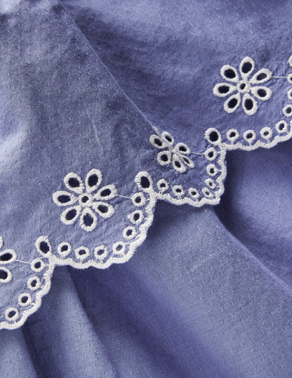 Broderie Rara Jersey Dress-Dusty Blue