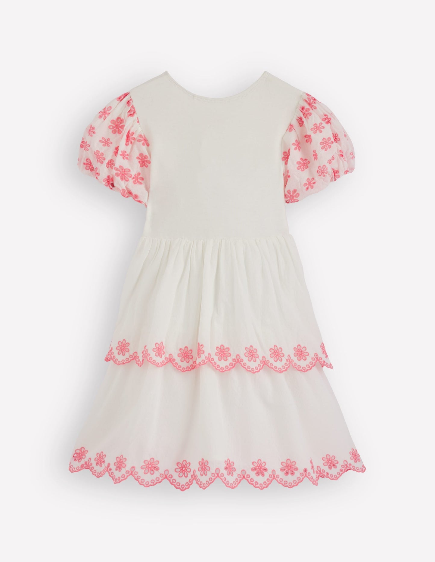 Broderie Rara Jersey Dress-Soft Ivory/ Salmon Pink