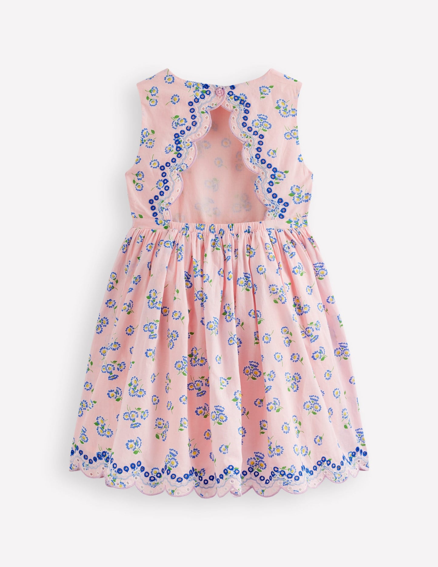Broderie Back Detail Dress-Chalk Pink Ditsy