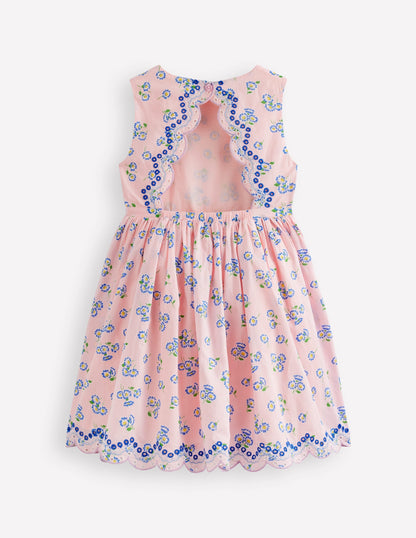 Broderie Back Detail Dress-Chalk Pink Ditsy