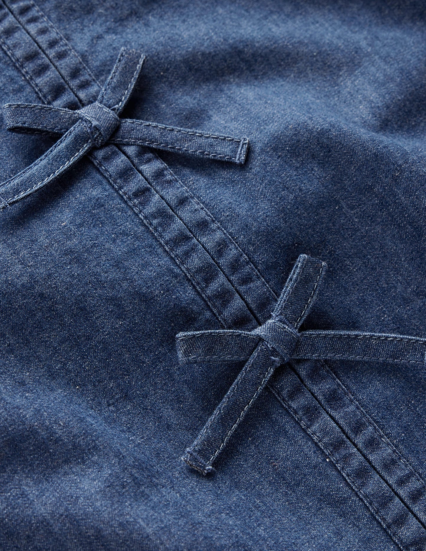 Bow Front Woven Top-Chambray