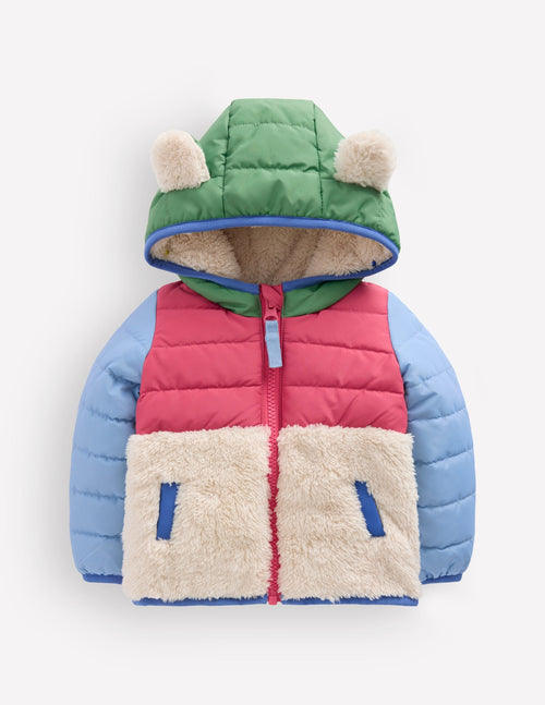 Boys Mixed Borg Jacket-Multi Colourblock