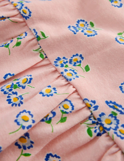 Broderie Trim Jersey Dress-Pink Ditsy Floral