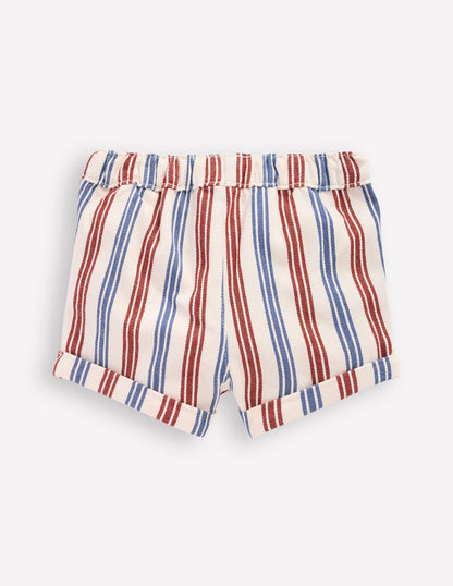 Boys Woven Shorts-Blue and Red Stripe