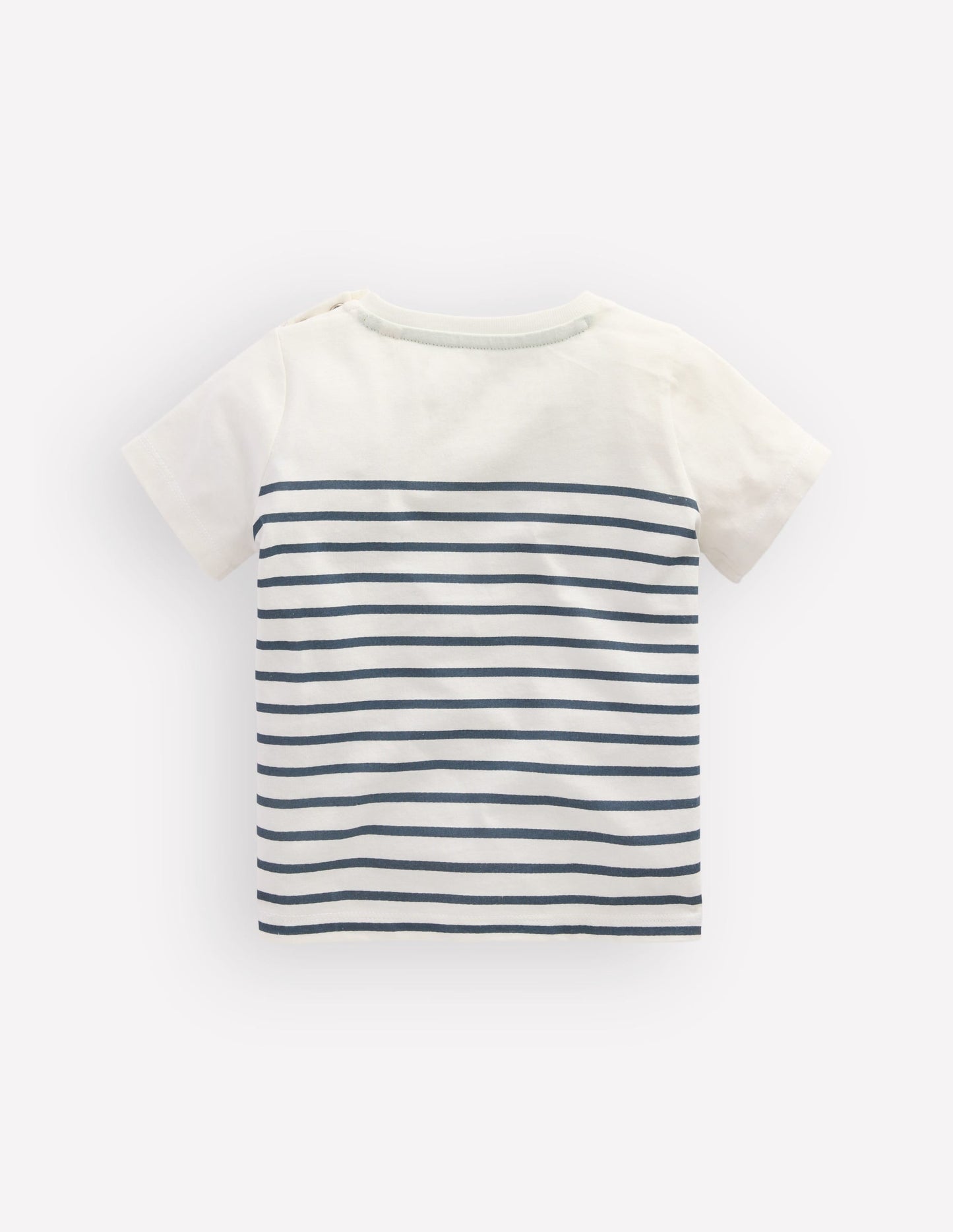 Boys Embroidered T-Shirt-Blue Stripe Chameleon