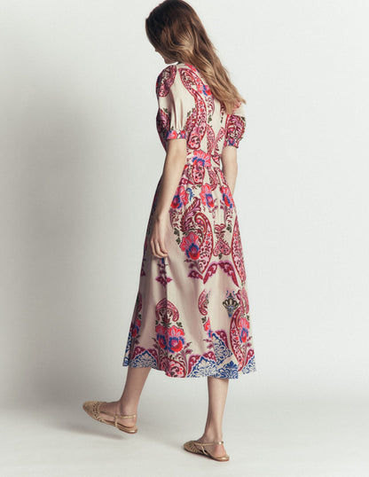Belted Cotton Midi Dress-Multi, Bohemia Dream