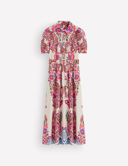 Belted Cotton Midi Dress-Multi, Bohemia Dream