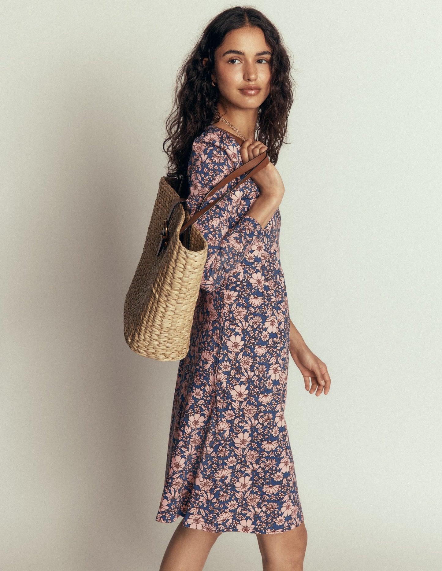 Briony Jersey Short Dress-Ballet Slipper, Floral Field