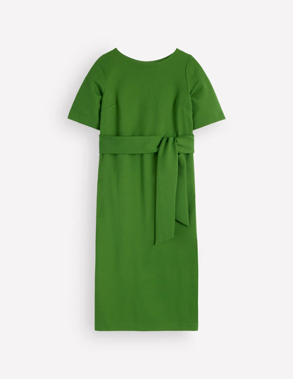 Belted Ponte Midi Dress-Promenade Green
