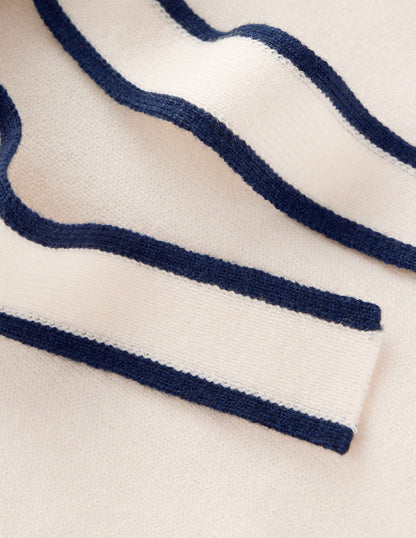 Bow Neck Knitted T-shirt-Ivory