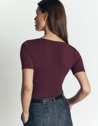 Brooke Double Layer T-shirt-Dark Cherry