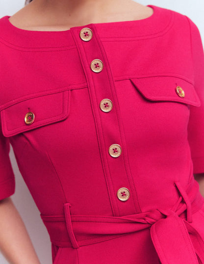 Bria Ponte Shift Dress-Pomegranate