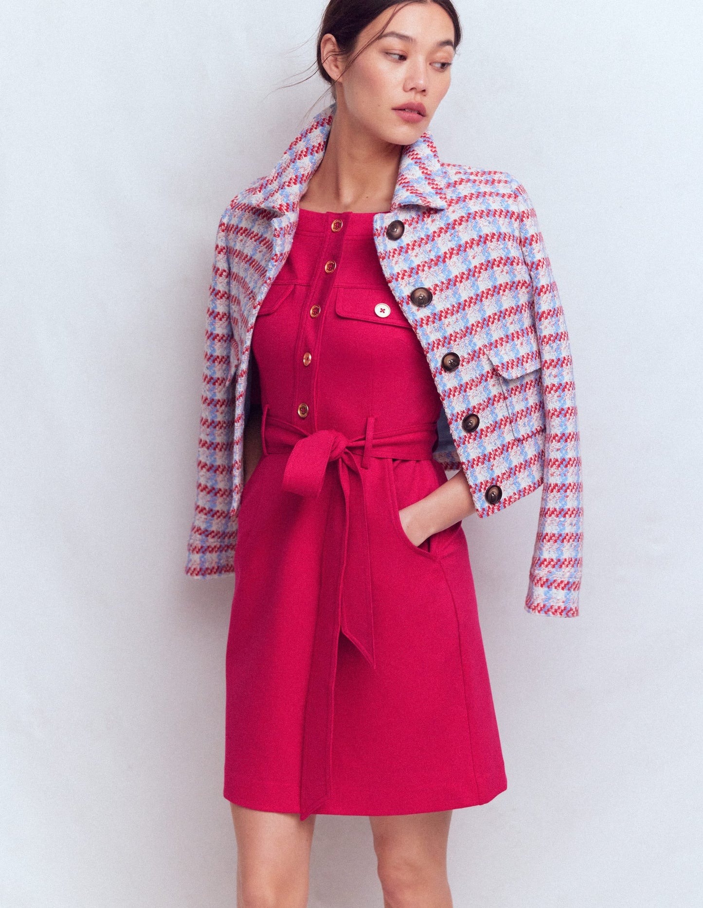 Bria Ponte Shift Dress-Pomegranate