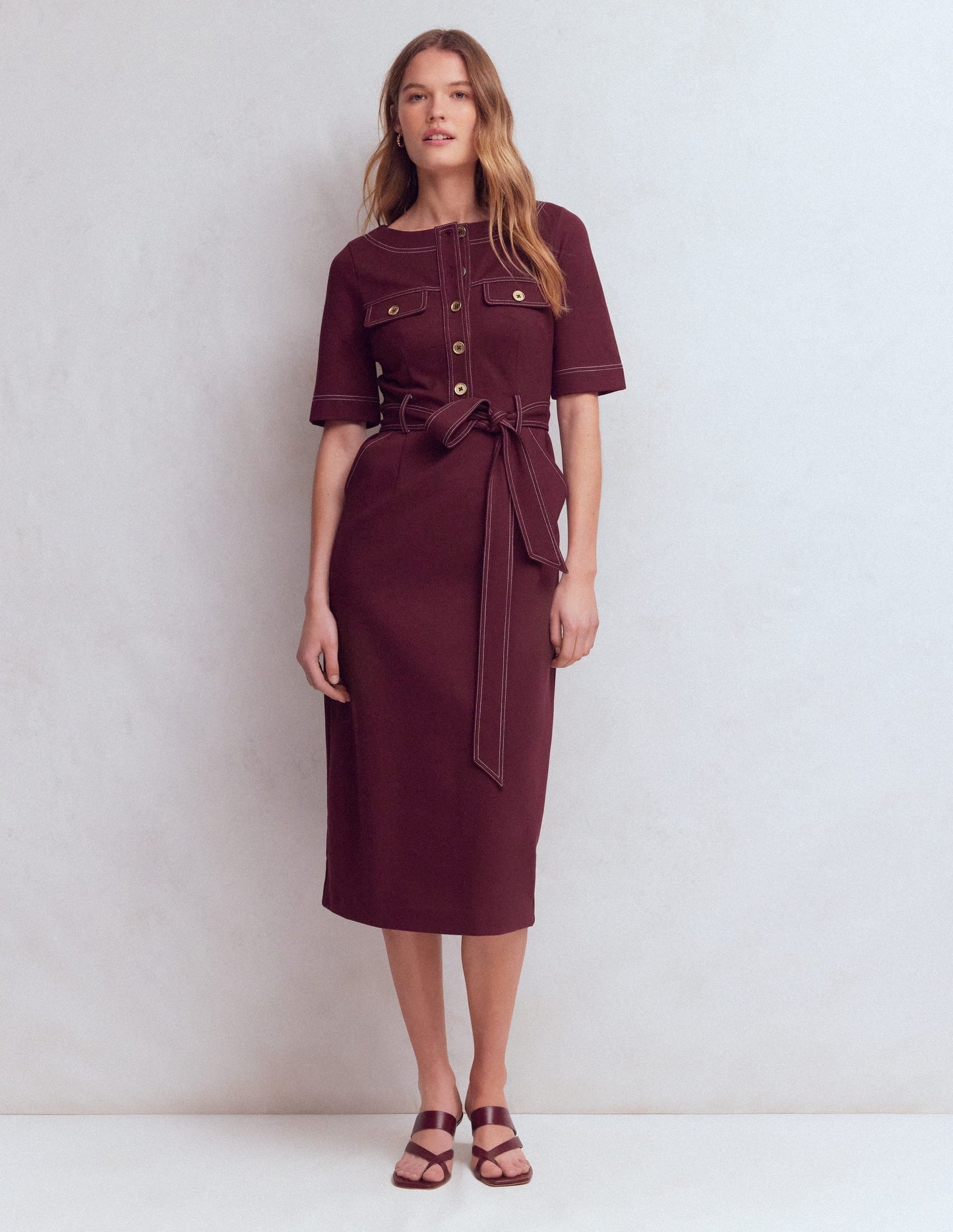 Bria Ponte Midi Dress-Deep Wisteria