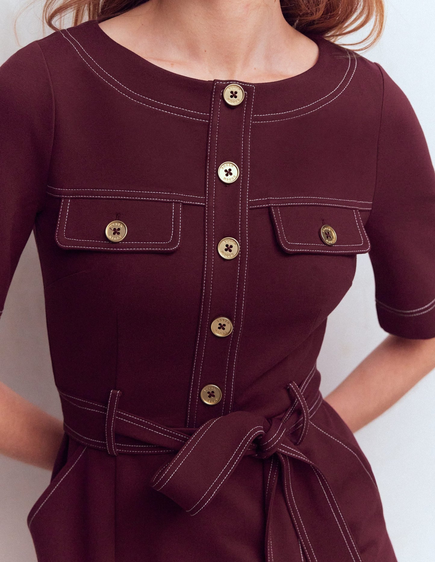 Bria Ponte Midi Dress-Deep Wisteria