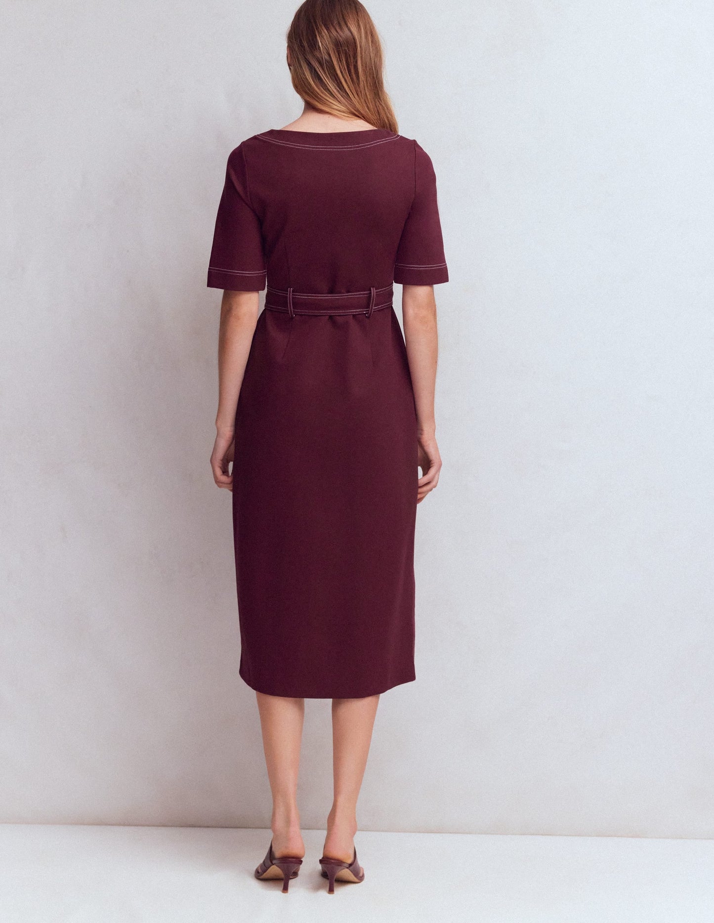 Bria Ponte Midi Dress-Deep Wisteria
