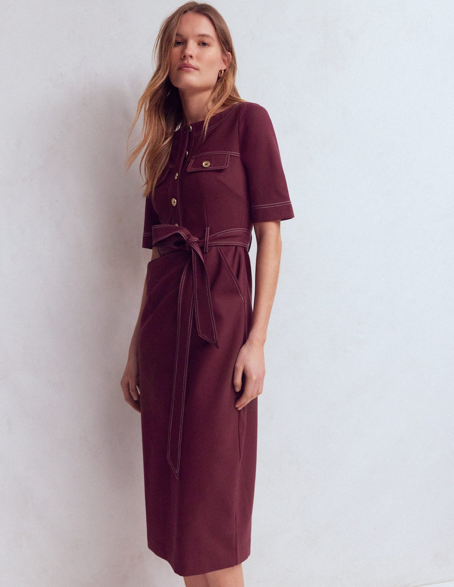 Bria Ponte Midi Dress-Deep Wisteria