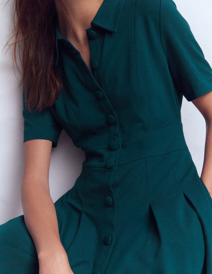Bridget Ponte Short Dress-Midnight Teal