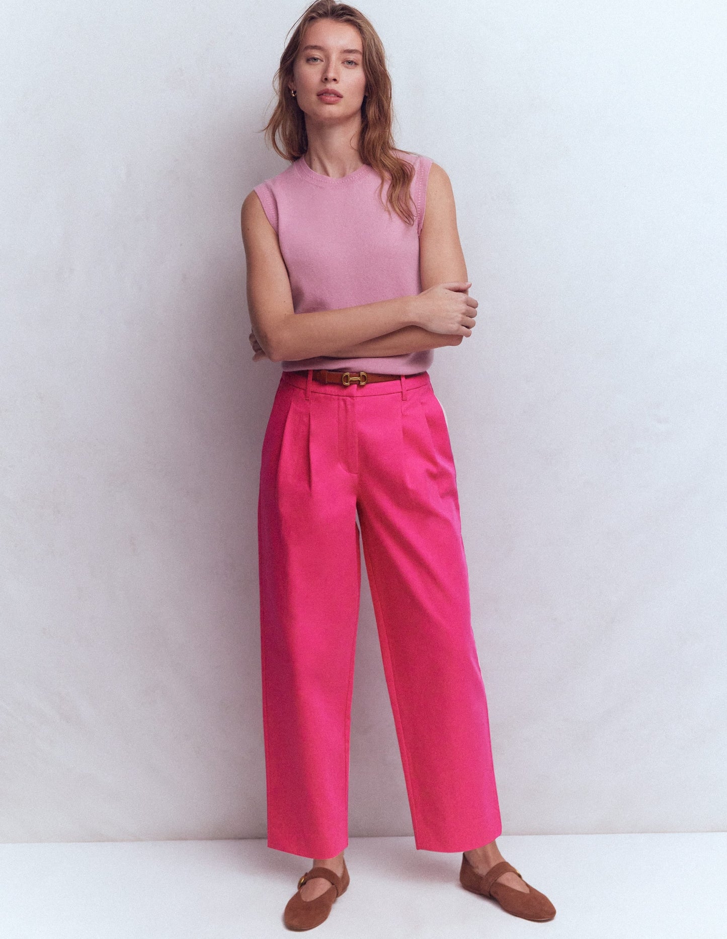 Bloomsbury Cotton Pants-Pink Peony