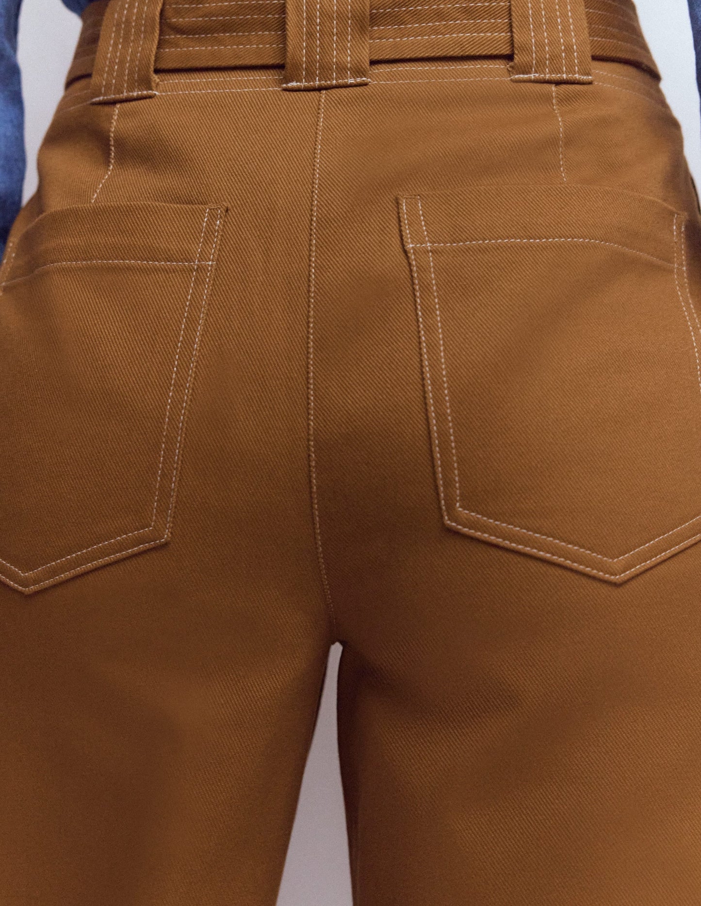 Belted Barrel Leg Pants-GINGERBREAD