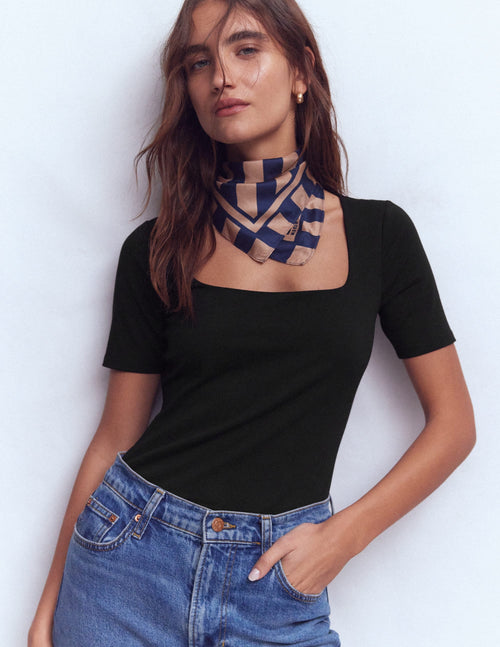 Brooke Double Layer T-shirt-Black