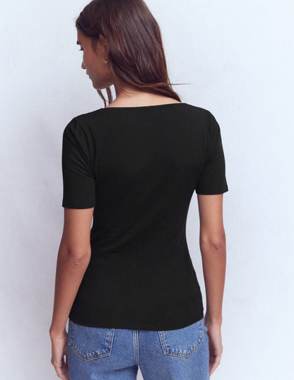 Brooke Double Layer T-shirt-Black