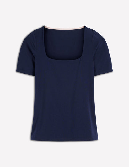 Brooke Double Layer T-shirt-Navy