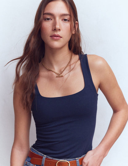 Brooke Double Layer Tank-Navy