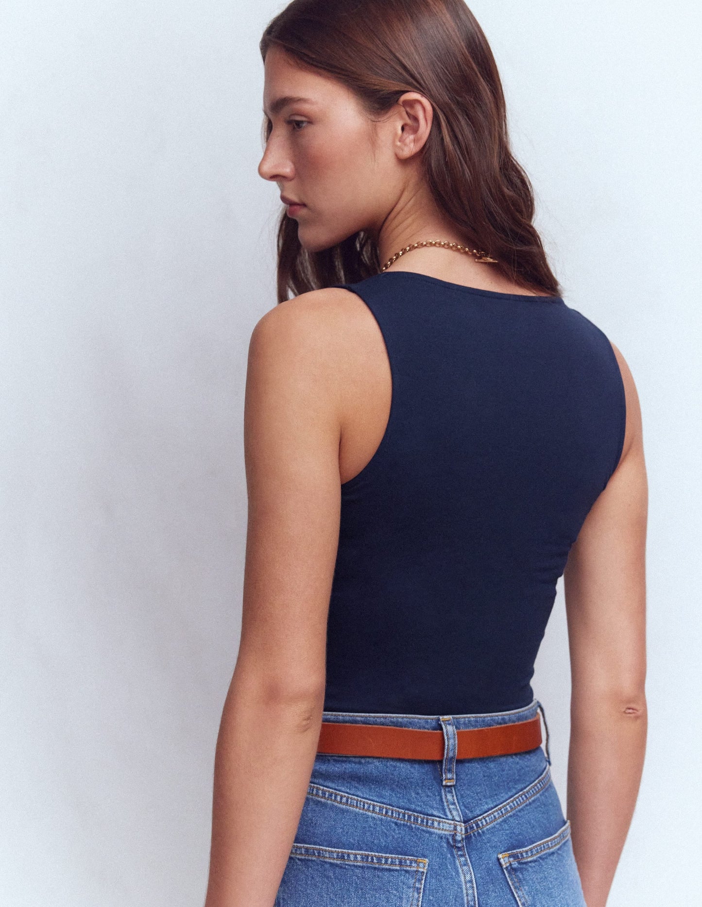 Brooke Double Layer Tank-Navy