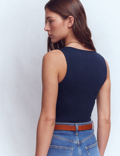 Brooke Double Layer Tank-Navy