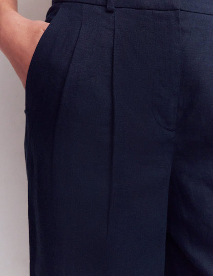 Bloomsbury Linen Pants-Navy