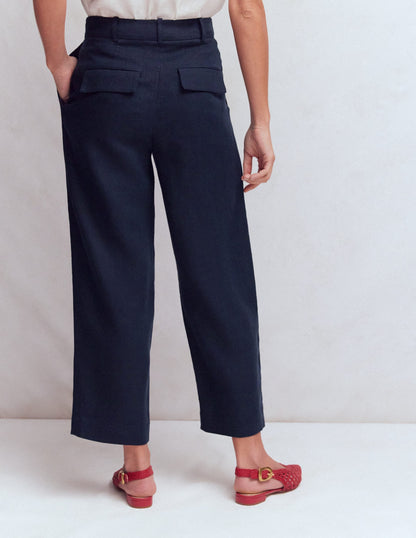 Bloomsbury Linen Pants-Navy