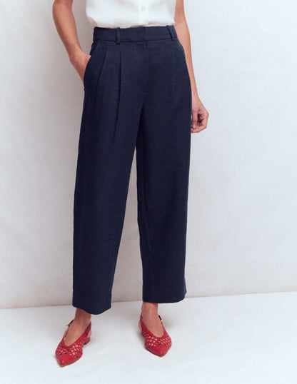 Bloomsbury Linen Pants-Navy