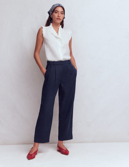 Bloomsbury Linen Pants-Navy